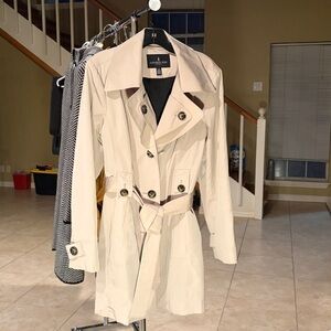 London Fog Women's Cream Belted Trench Coat